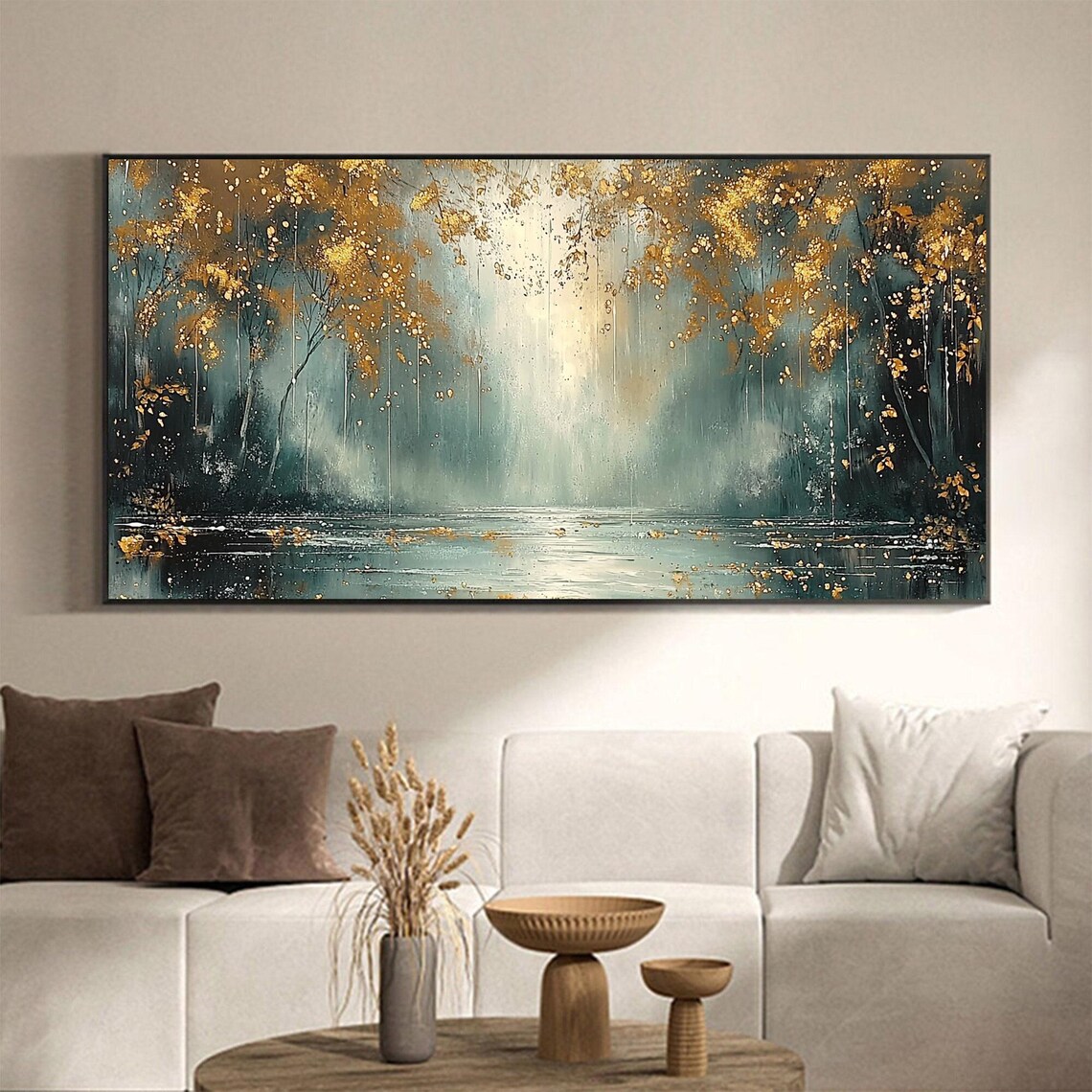 Abstract Golden Leaves Autumn Oil Painting Art Print - Image 5