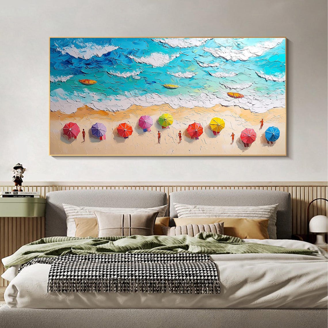Sunny Beach Day With Colorful Umbrellas And Turquoise Waves Poster - Image 2