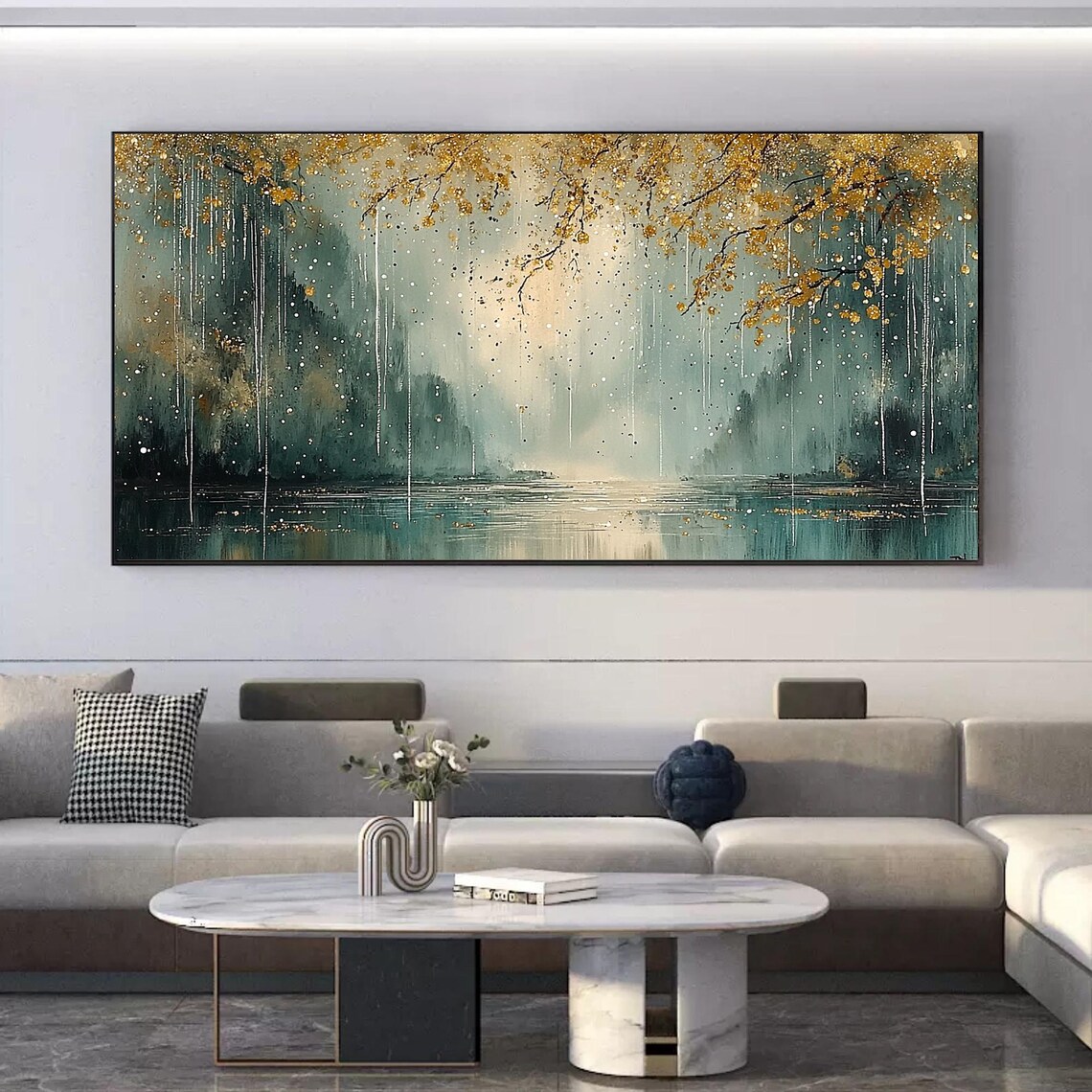 Abstract Forest River Autumn Landscape Wall Art Print - Image 2