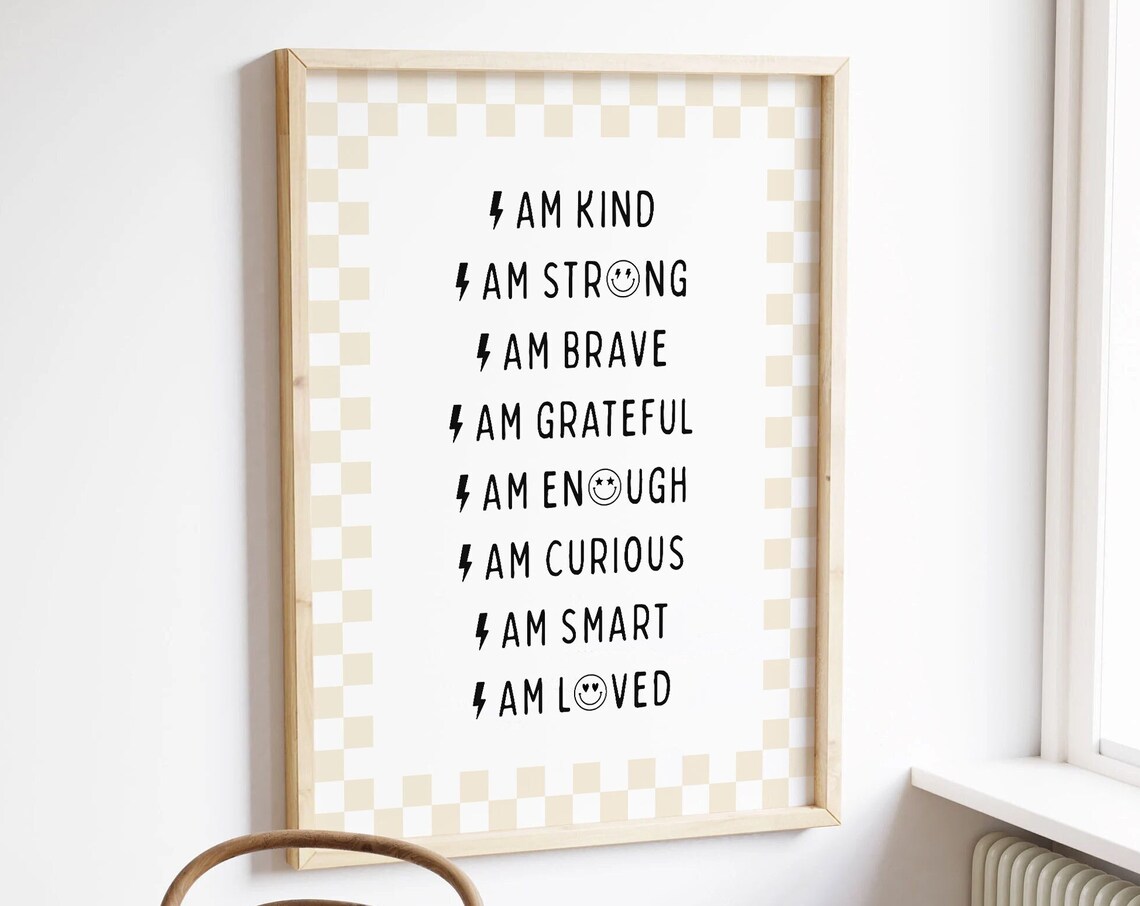 Affirmations Black Nursery Decor Kids Affirmation Poster