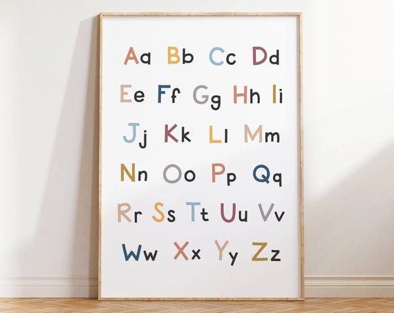Alphabet Big And Small Print Educational Wall Art Classroom Poster Lowercase Alphabet Poster Alphabet Wall Art Abc Nursery Art