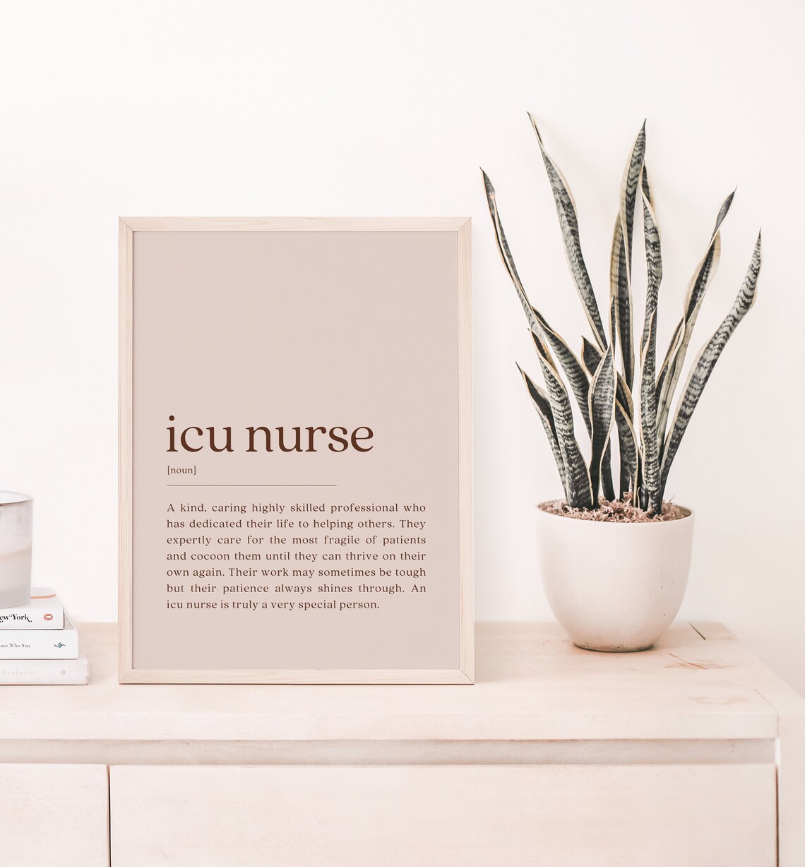 ICU Nurse Dictionary Definition Beige Minimalist Appreciation Poster - Image 2
