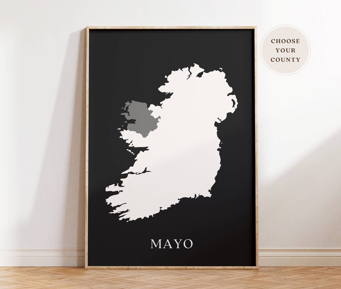 Ireland County Map, Irish Counties Travel Poster