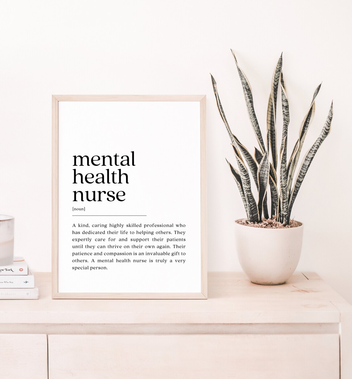 Mental Health Nurse Dictionary Definition Black on White Minimal Poster - Image 2