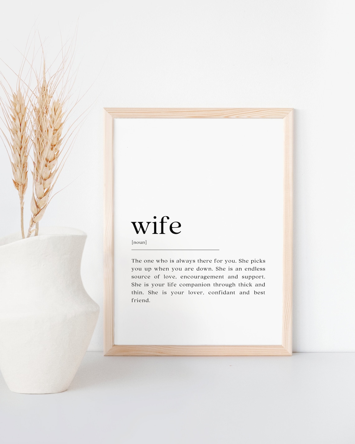 Wife Definition Art Print, Minimalist Gift