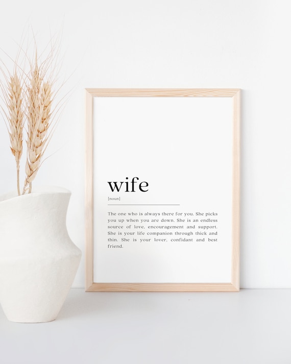Wife Definition Art Print, Minimalist Gift