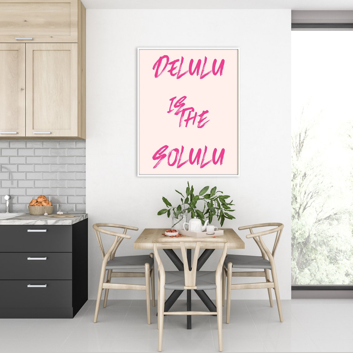 Delulu Is The Solulu Pink Script Trendy Quote Wall Art Poster Print - Image 3