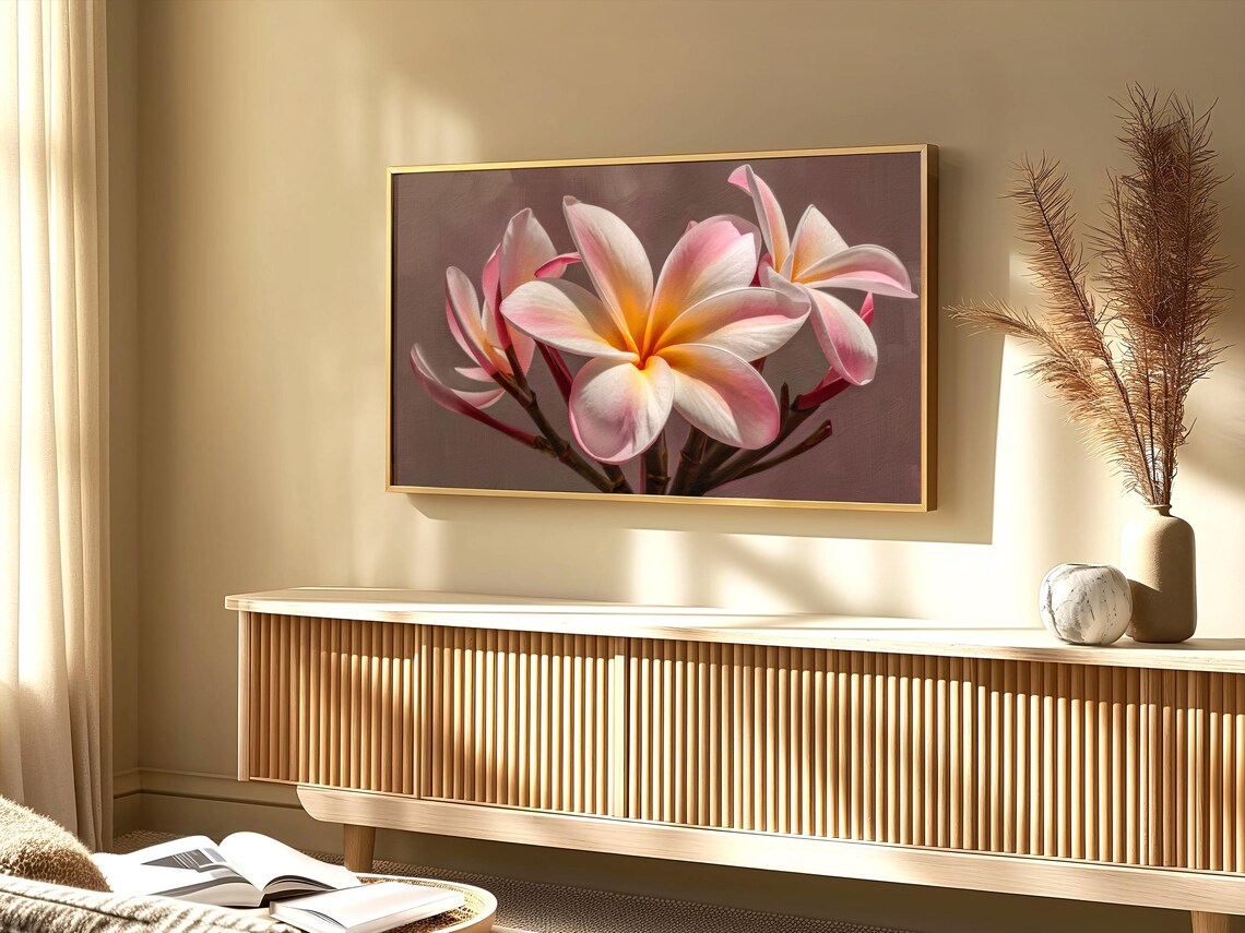 Pink White Plumeria Frangipani Flowers Tropical Botanical Poster - Image 4