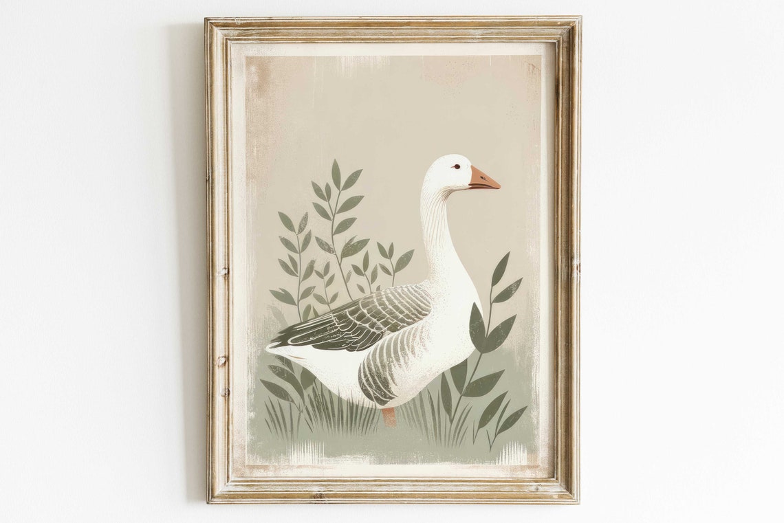 Goose Print Farm Goose Wall Art Goose Print Vintage Farm Animal Print Farmhouse Style Decor Country Home Decorprintable Farmhouse Art