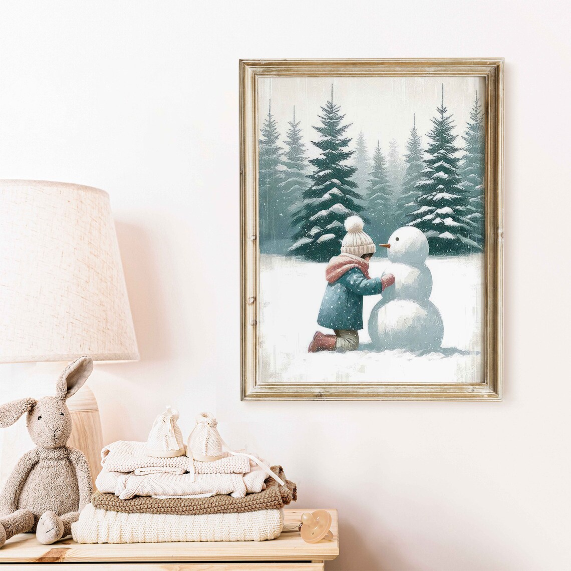 Snowman Art Print, Winter Nursery Wall Decor - Image 2