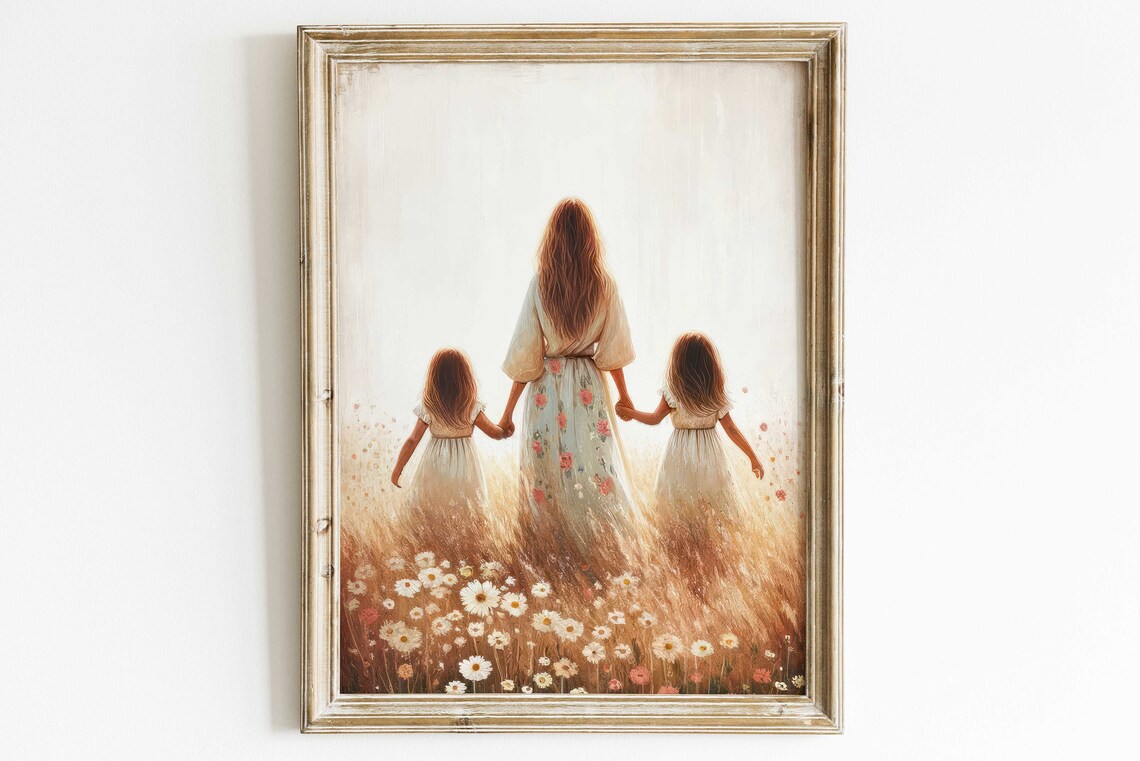 Mother And Daughters Family Wall Art Print