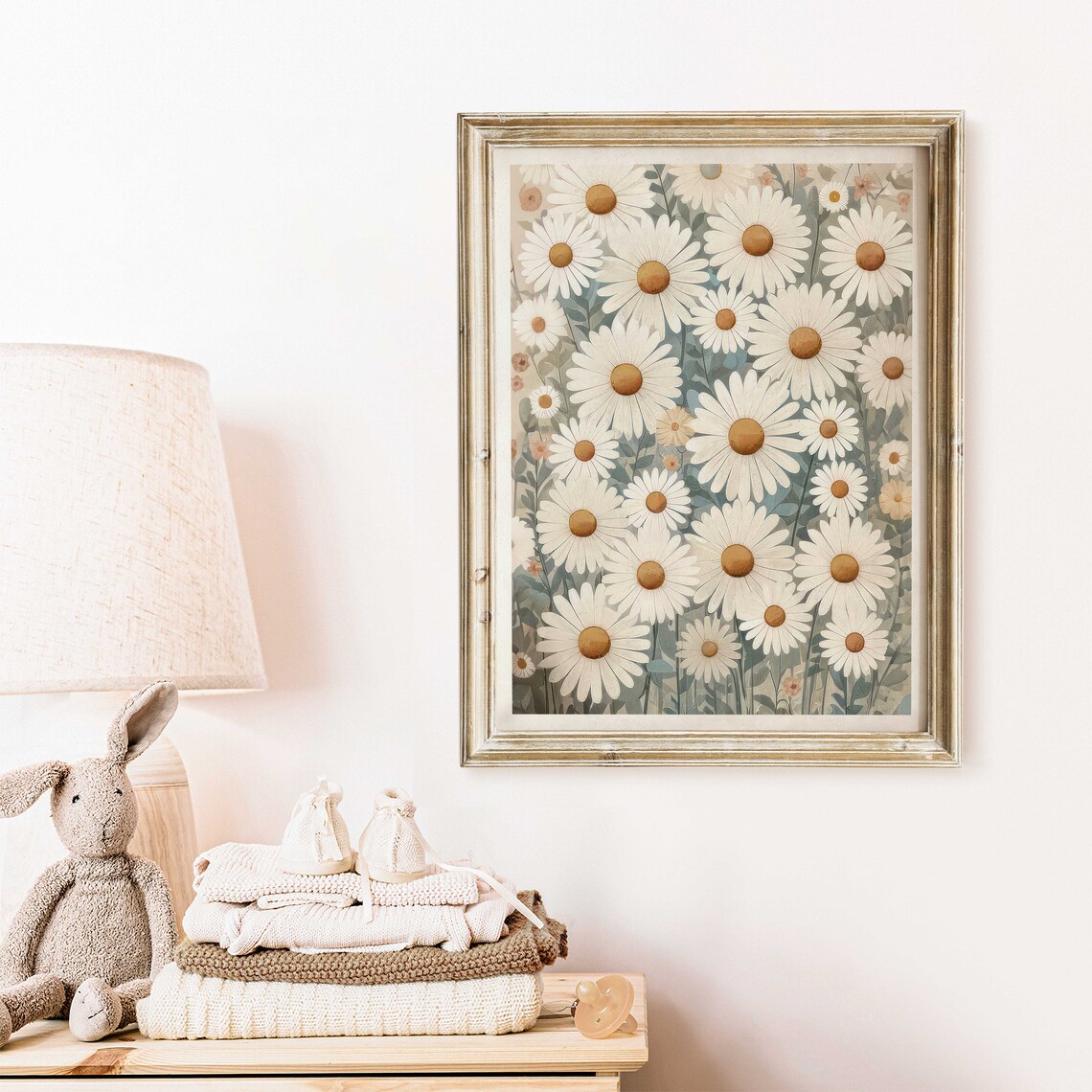 Dense Daisy Field Vintage Floral Farmhouse Cottage Wall Decor Poster - Image 2
