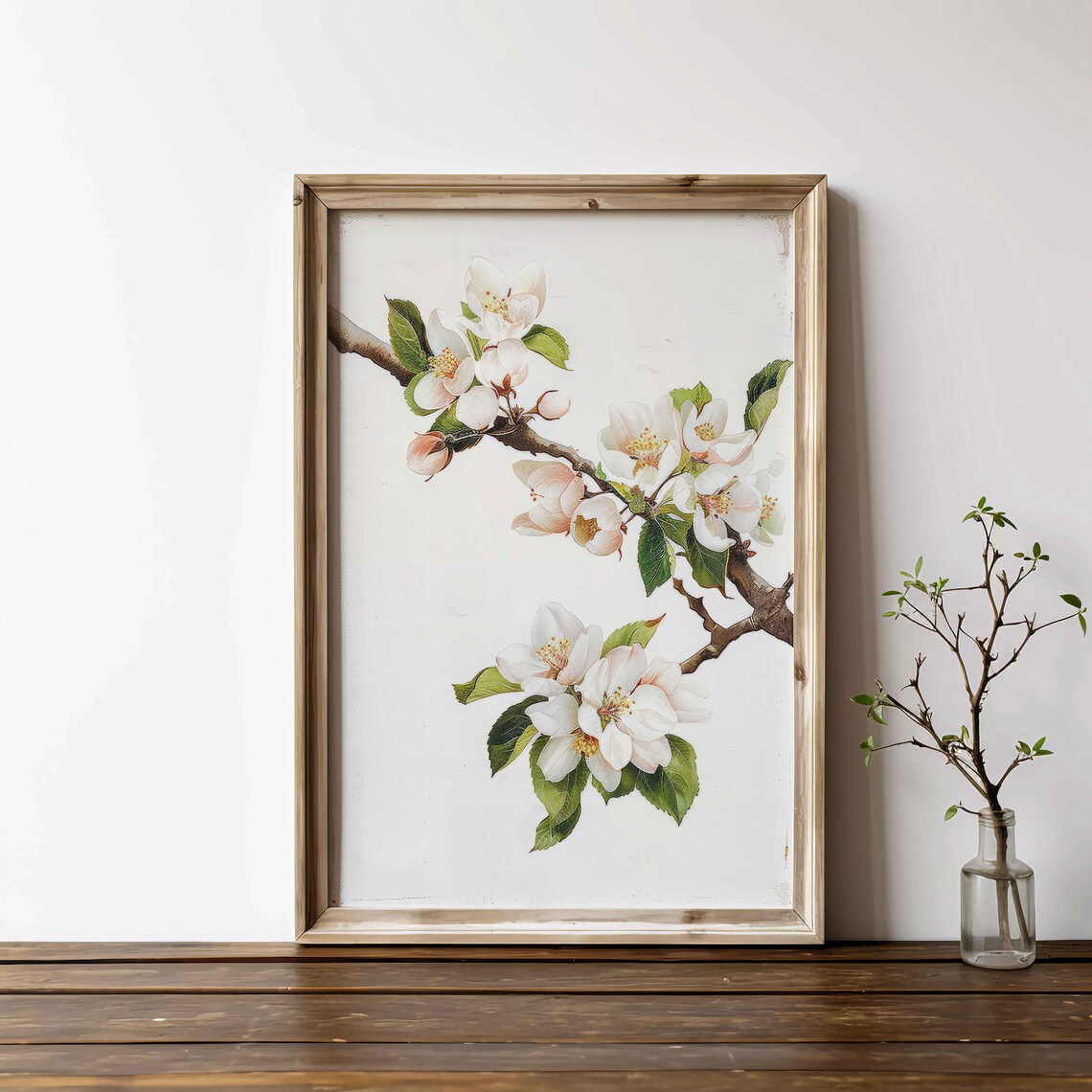 Apple Tree Branch Print, Rustic Floral Art
