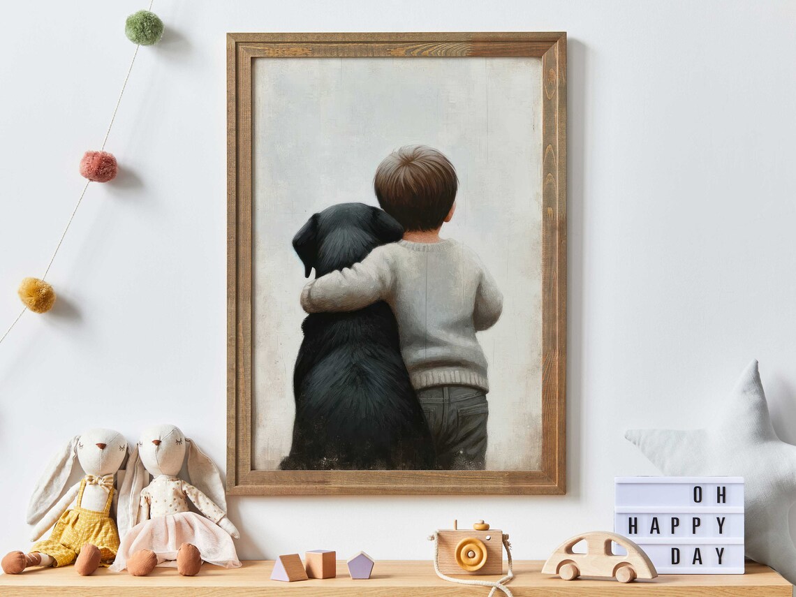 Black Labrador Retriever Nursery Decor Art Print