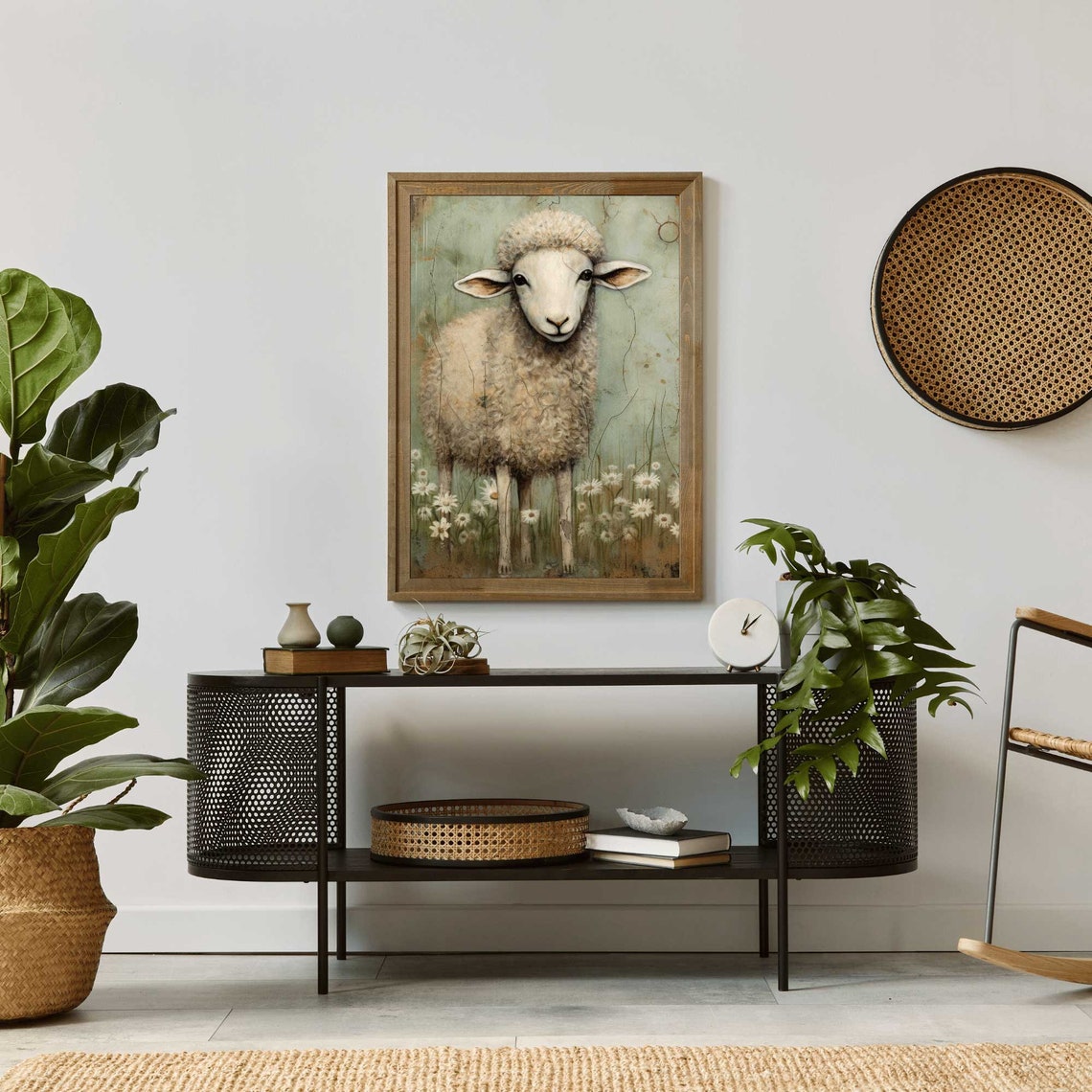 Sheep Wall Art Vintage Animal Print Farm Animal Art Farmhouse Style Home Decor Vintage Country Style Painting Art - Image 2