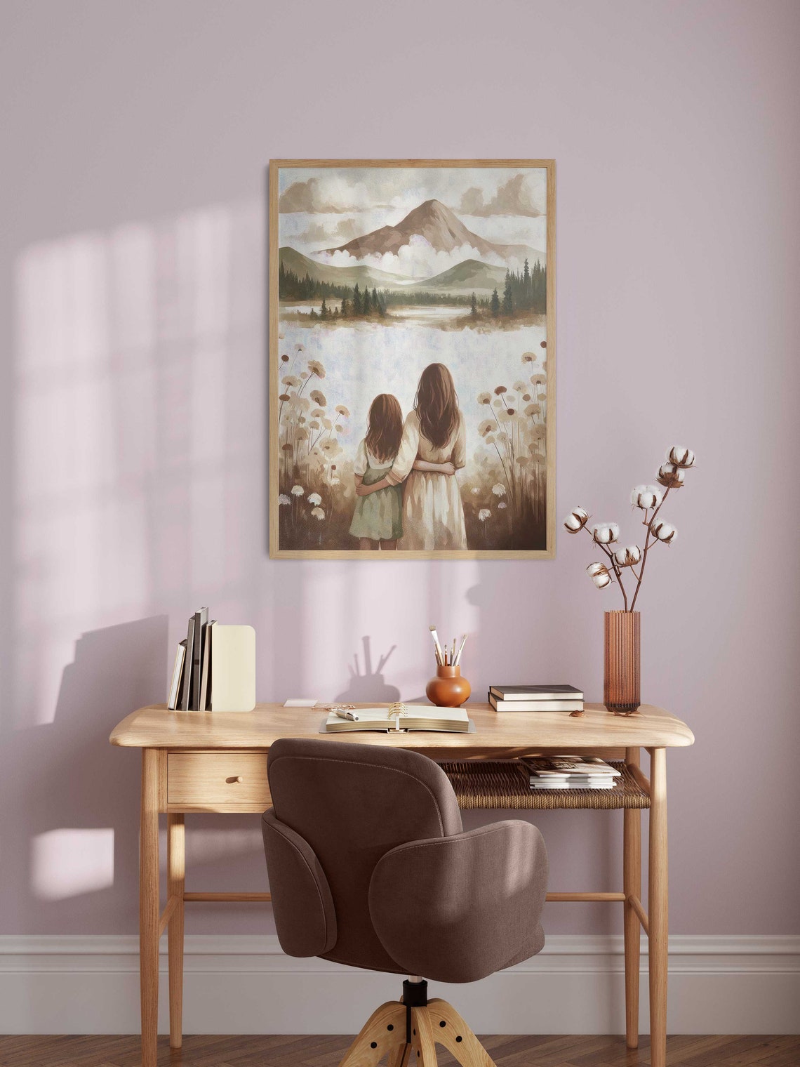 Mother Daughter Print Mother Wall Art Gift Mom Child Daughter Print Mother Painting Mother Daughter Portrait Family Art - Image 2