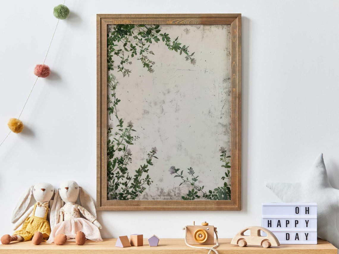 Elegant Vintage Botanical Vines Minimalist Distressed Floral Print - Image 5