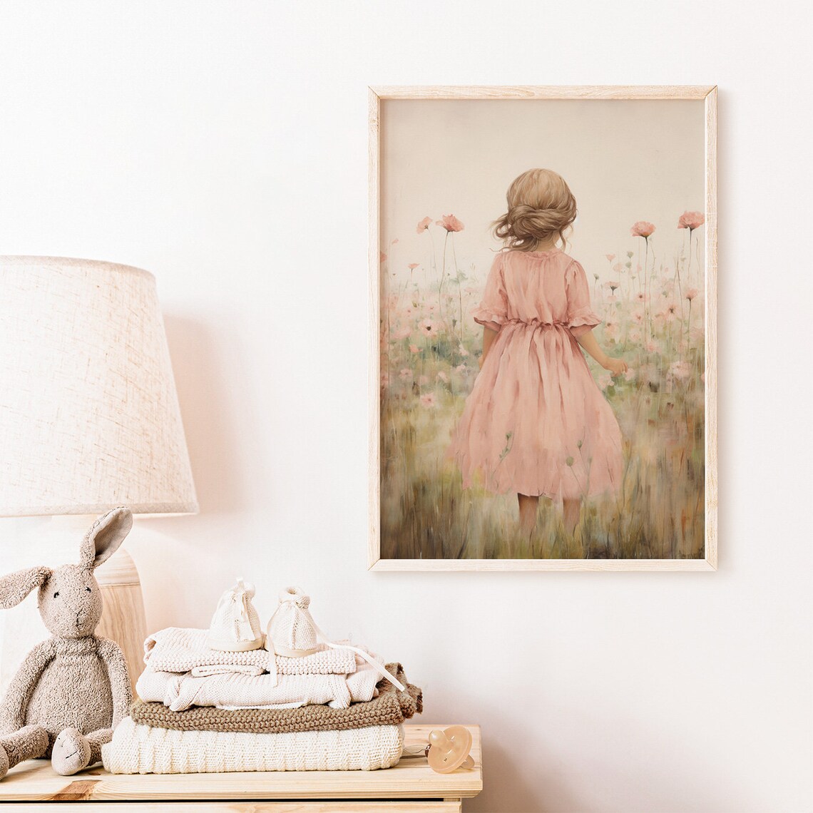 Wildflower Nursery Decor, Vintage Girl Wall Art Print - Image 2