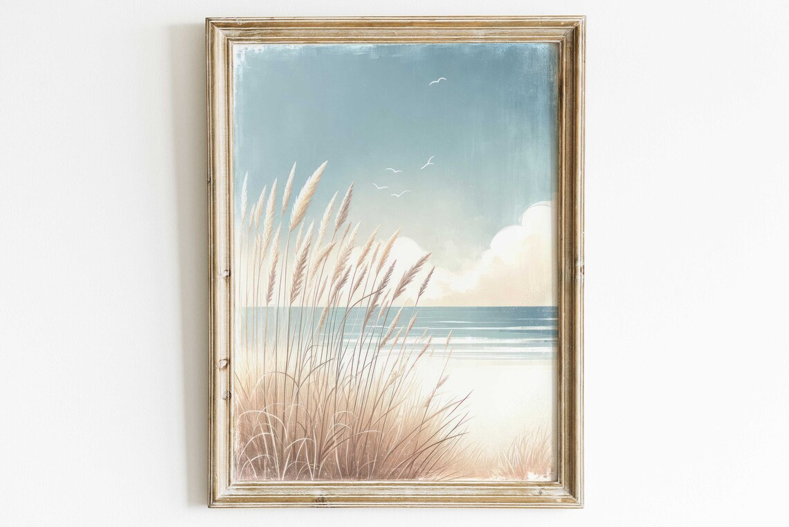 Ocean Painting Beach Art Print, Coastal Home Decor