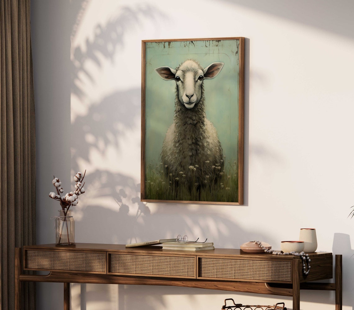 Sheep Wall Art Vintage Animal Print Farm Animal Art Farmhouse Style Home Decor Vintage Country Style Painting Art - Image 2