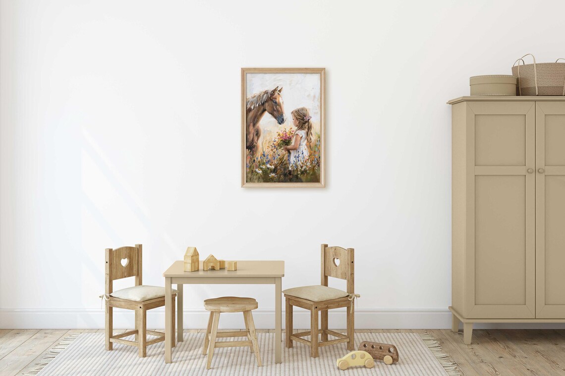 Horse Nursery Art Print, Rustic Girl Room Decor - Image 2