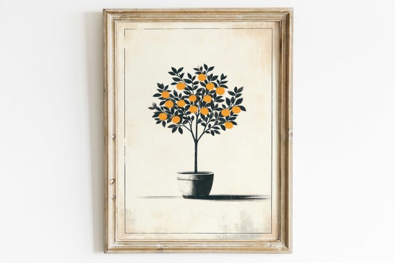 Orange Tree Print Mediterranean Wall Decor Orange Fruit Tree Print Modern Farmhouse Art Citrus Tree Country Kitchen Decor