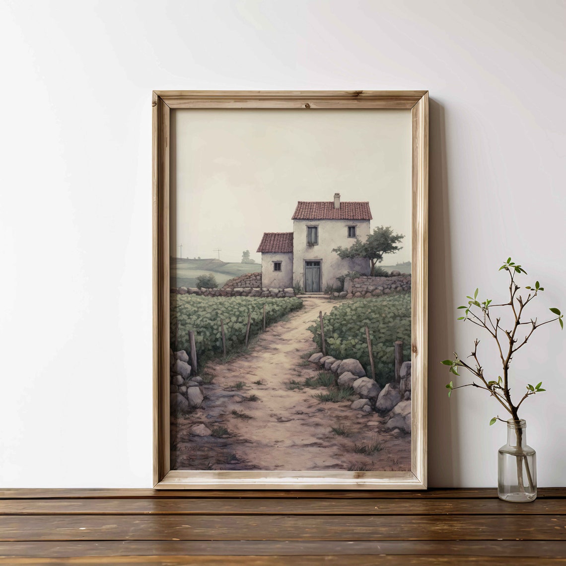 Rustic Italian Stone Farmhouse in Vineyard Mediterranean Art Print