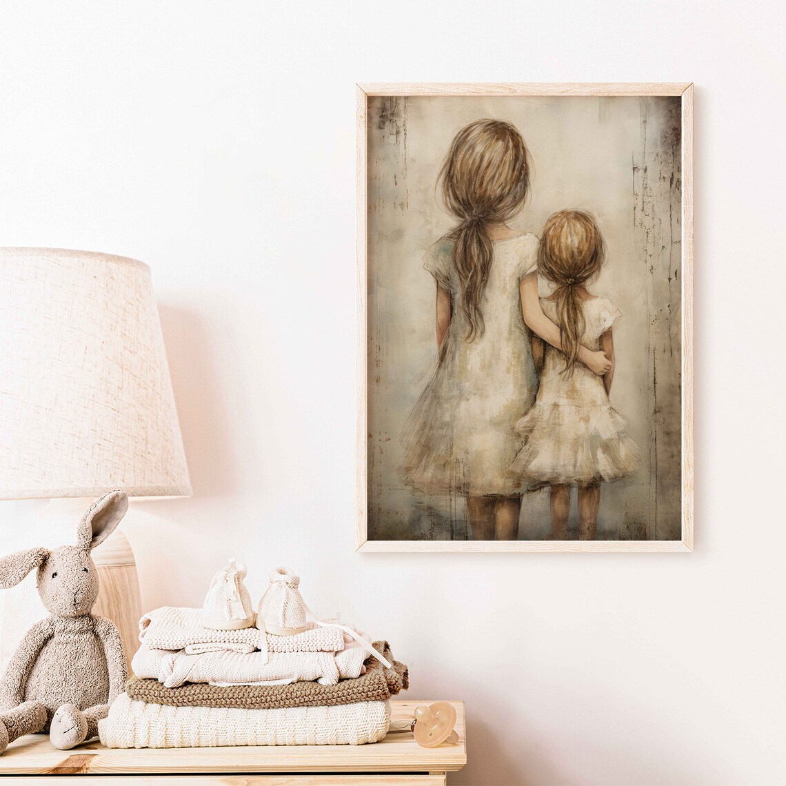 Sisters Bedroom Decor Rustic Nursery Art Print - Image 2