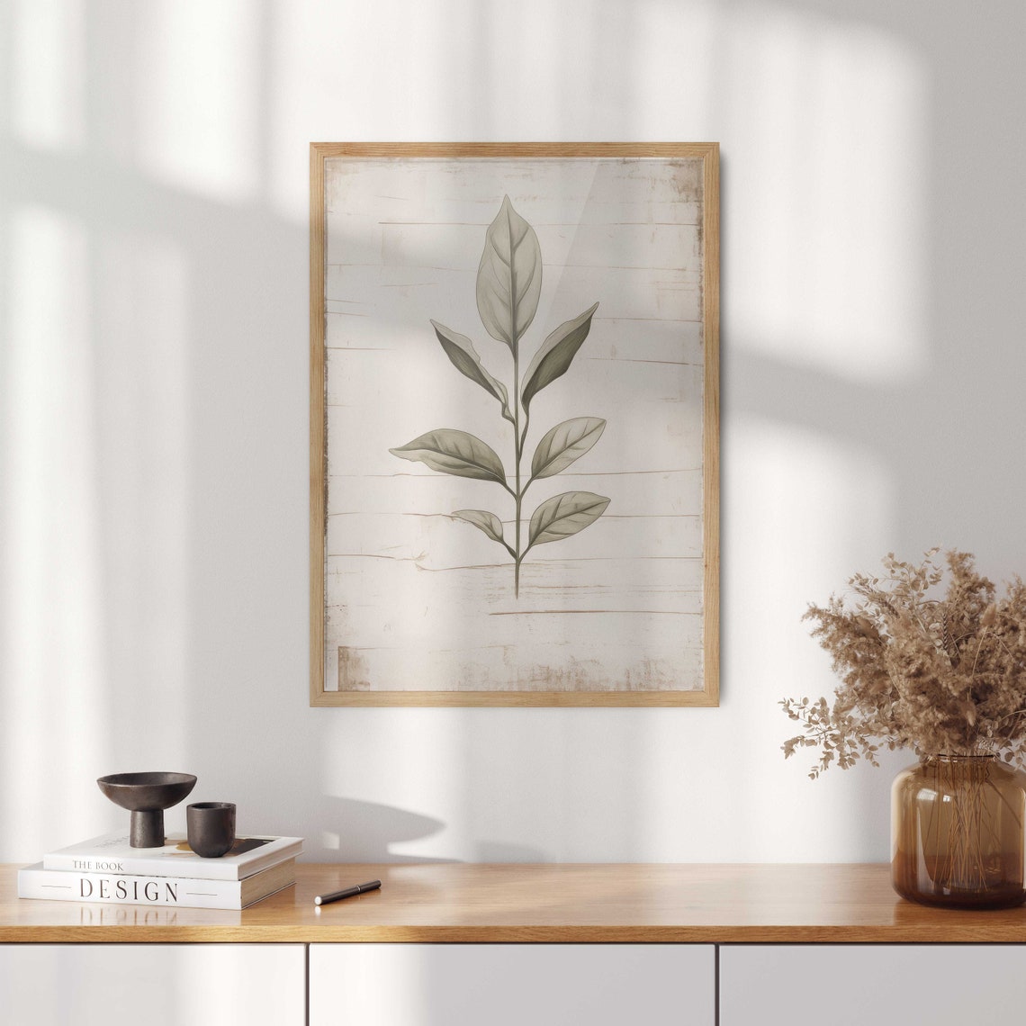 Sage Green Fern Rustic Distressed Botanical Nature Wall Poster - Image 2