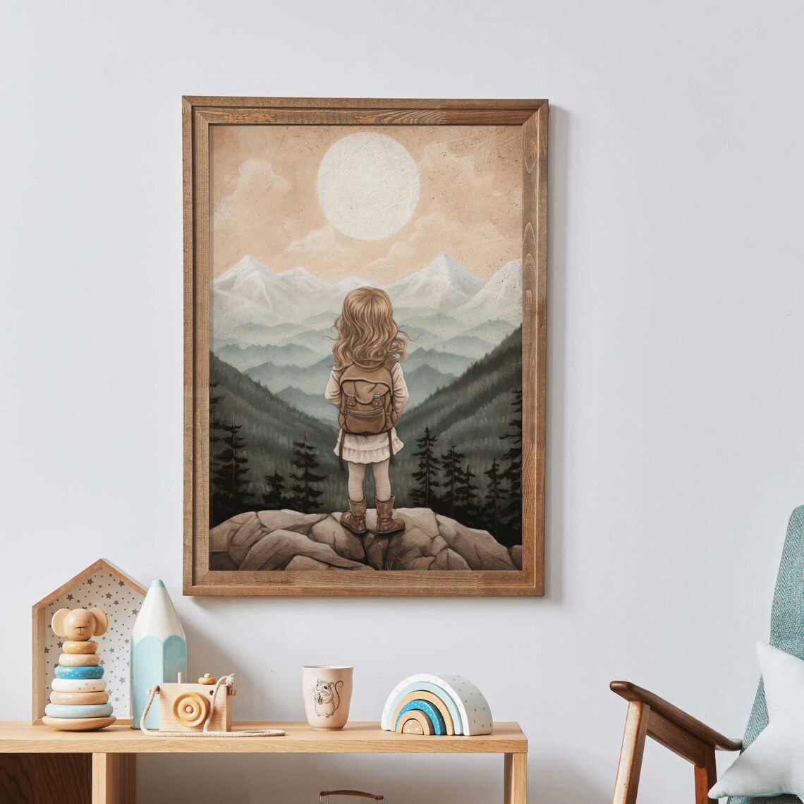 Adventure Nursery Decor Girl Mountain Art Print - Image 2