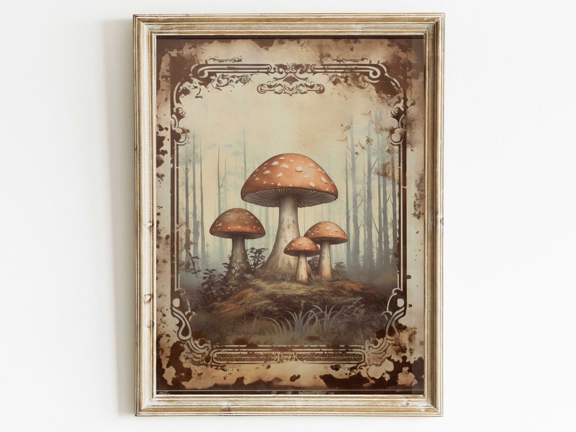 Amanita Mushroom Vintage Forest Art Print