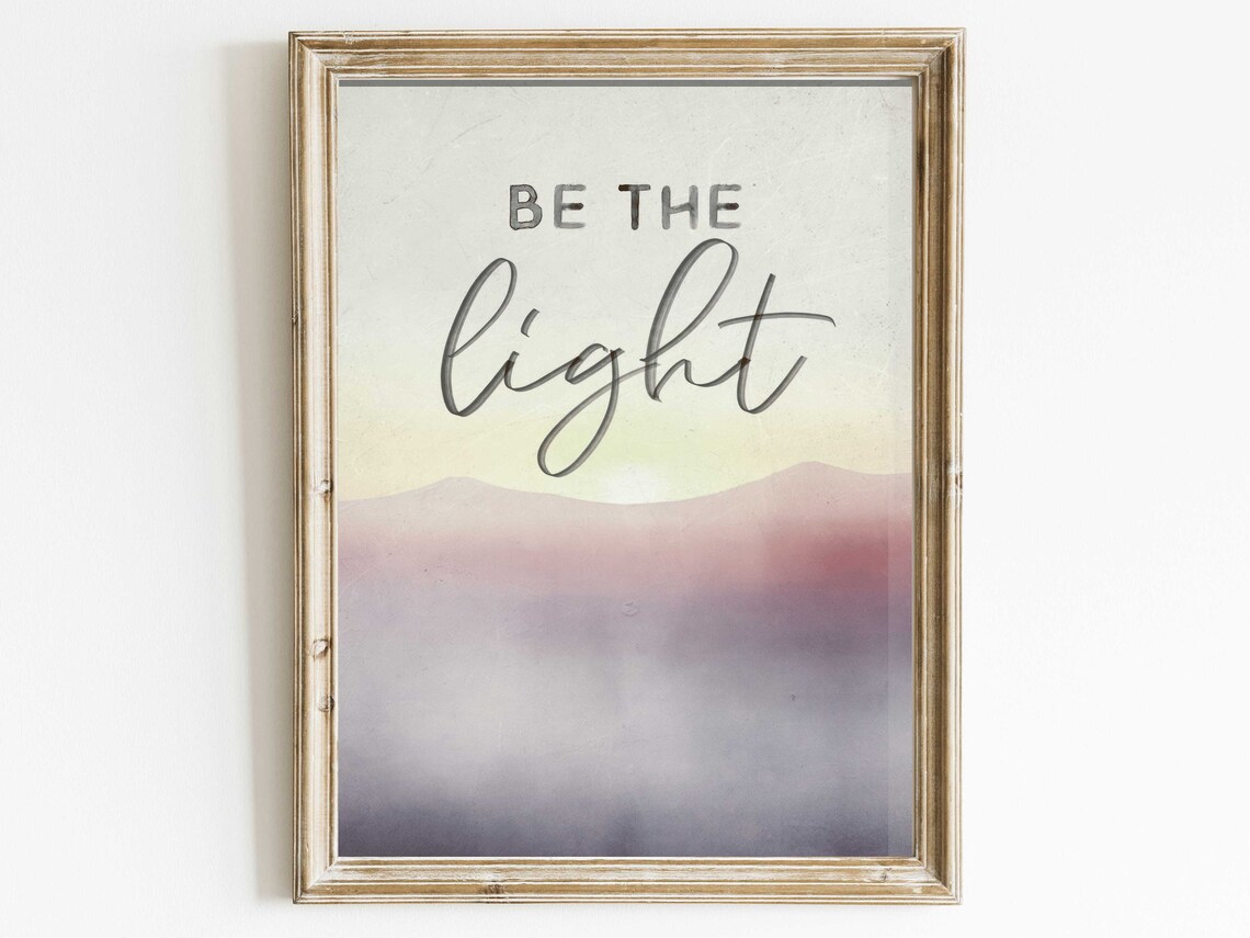 Abstract Watercolor Be The Light Mountain Art Print