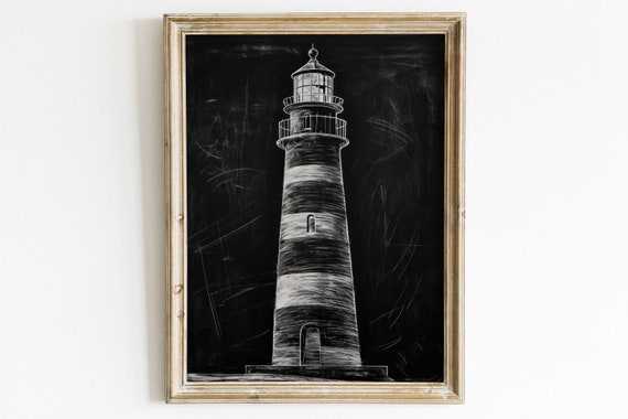 Lighthouse Wall Art Nautical Wall Art Lighthouse Print Vintage Art Print Chalkboard Wall Art Light House Art Nautical Art