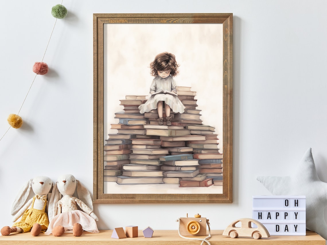 Reading Decor Art Print for Girls Bedroom or Study Room
