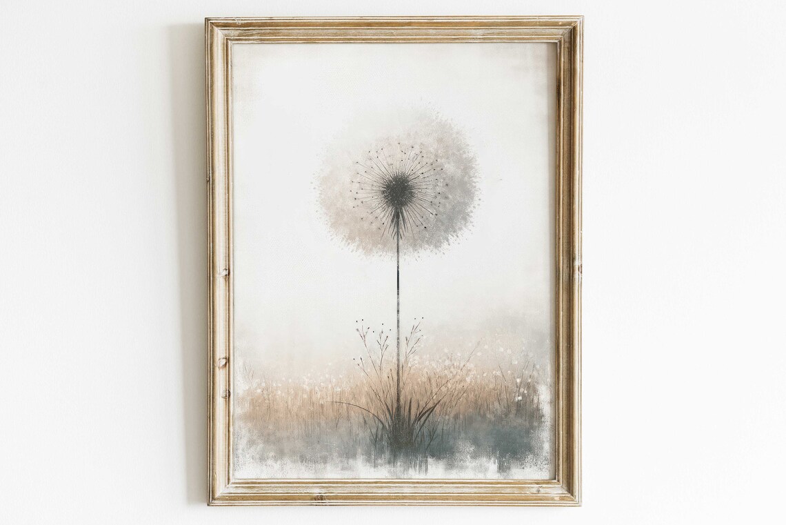 Dandelion Vintage Botanical Art Print, Farmhouse
