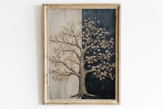 Tree Wall Art Abstract Tree Painting Rustic Tree Painting Farmhouse Wall Decor Vintage Wall Art Wood Abstract Nature Art