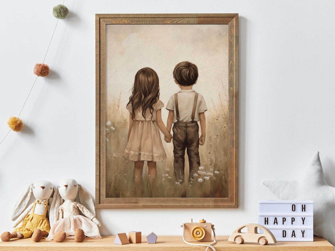 Brother Sister Adventure Portrait Art Print