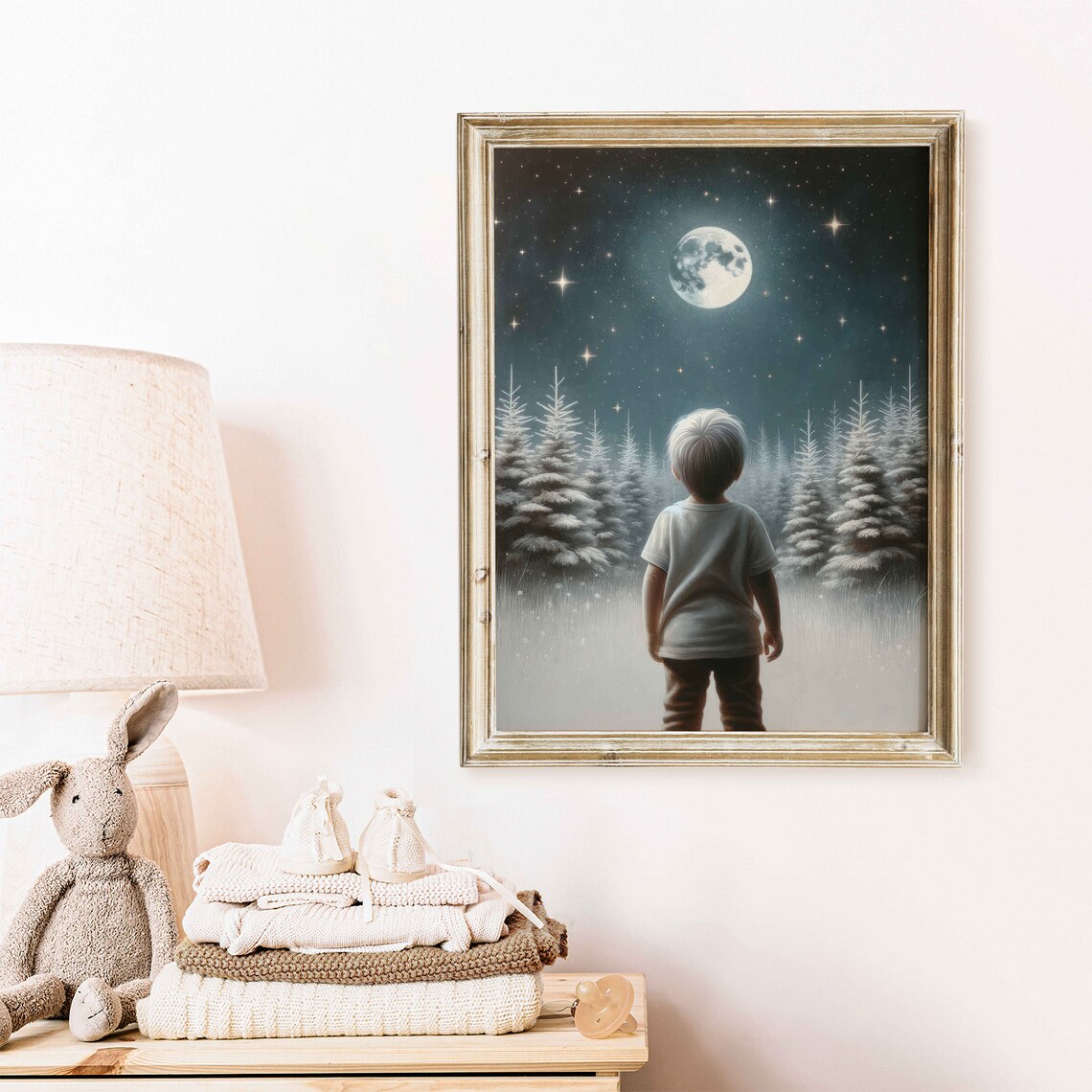 Stars Moon Nursery Decor Art Print, Boy's Room - Image 2