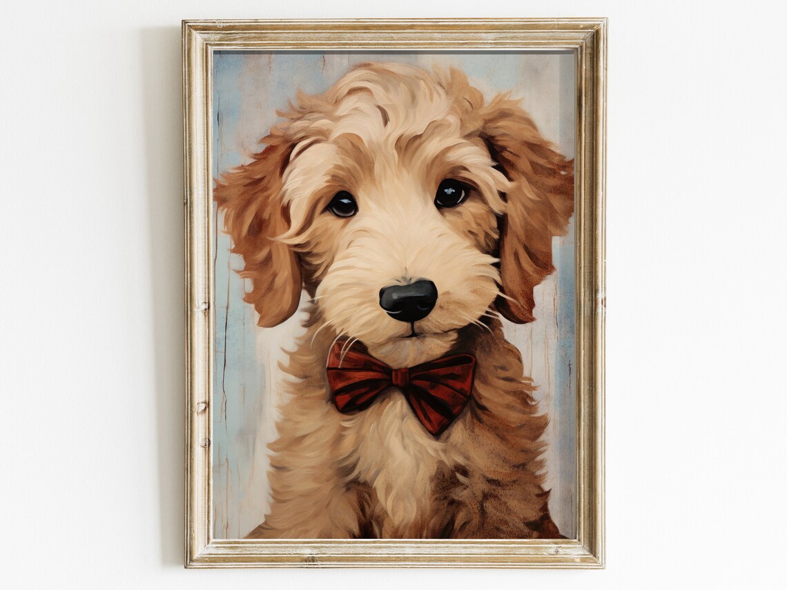 Goldendoodle Vintage Dog Portrait, Dog Decor - Image 2