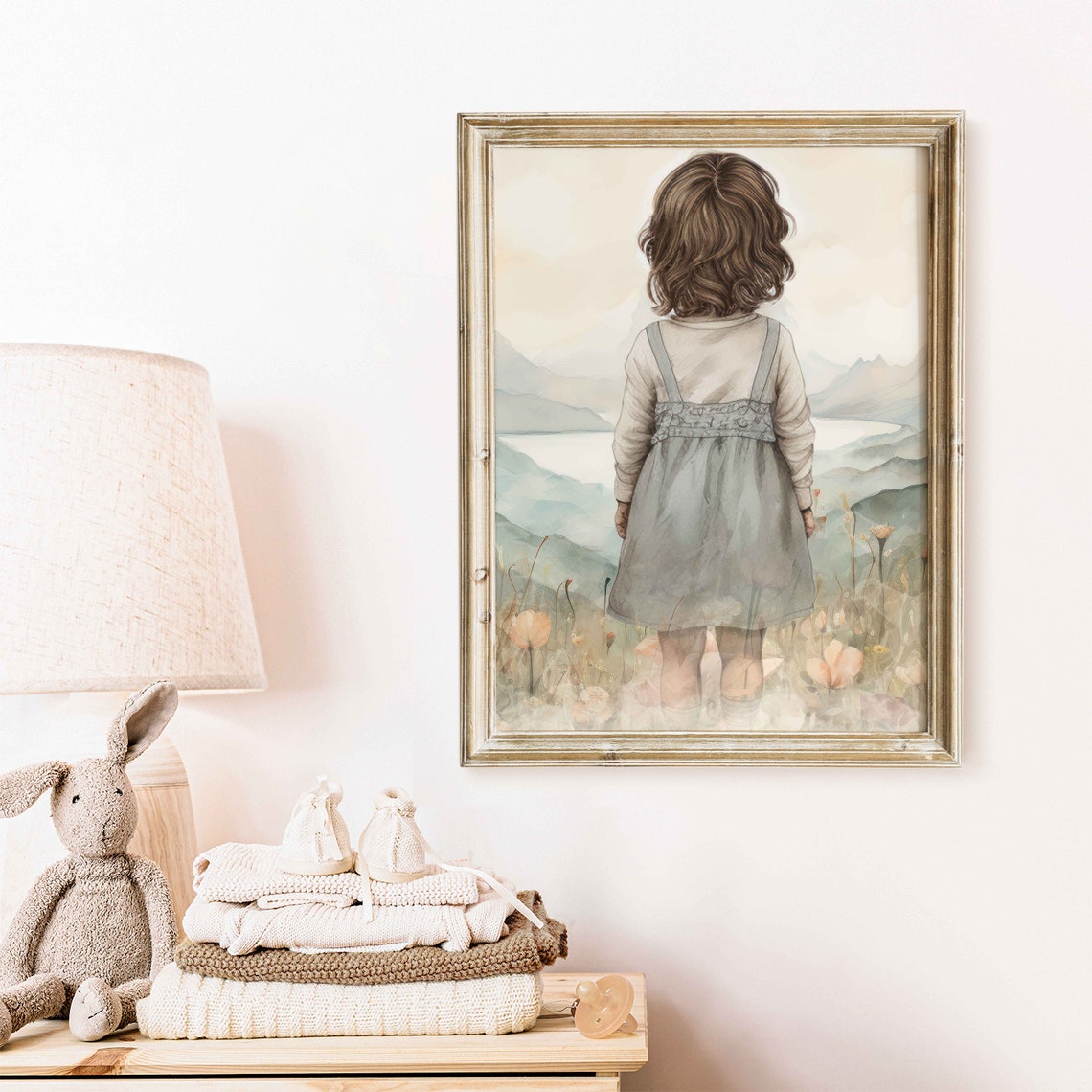 Girls Adventure Nursery Room Wall Art Wildflower Field Nursery Art Girls Room Floral Adventure Watercolor Decor Girl Wall Art - Image 2