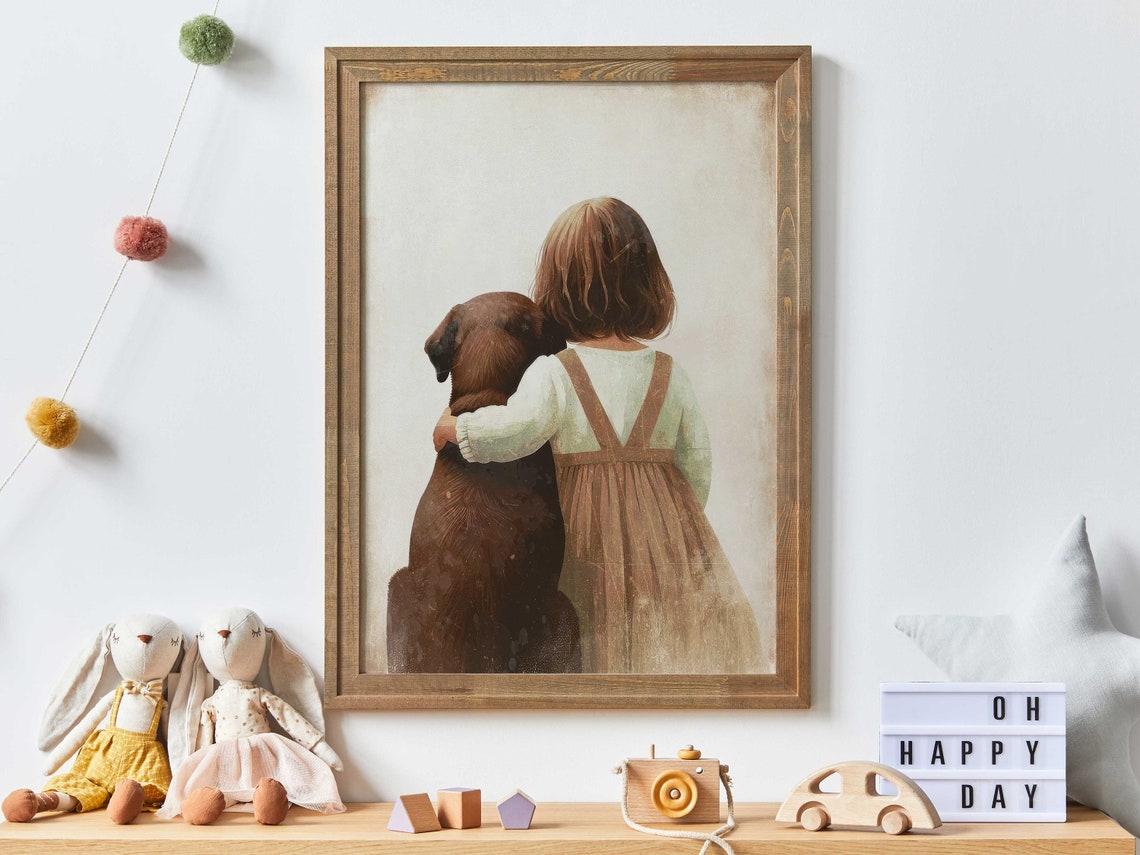 Brown Labrador Retriever Nursery Decor Girl Dog Art Print Dog Nursery Decor Toddler Decor Girl Puppy Nursery Printprintable Dog Decor