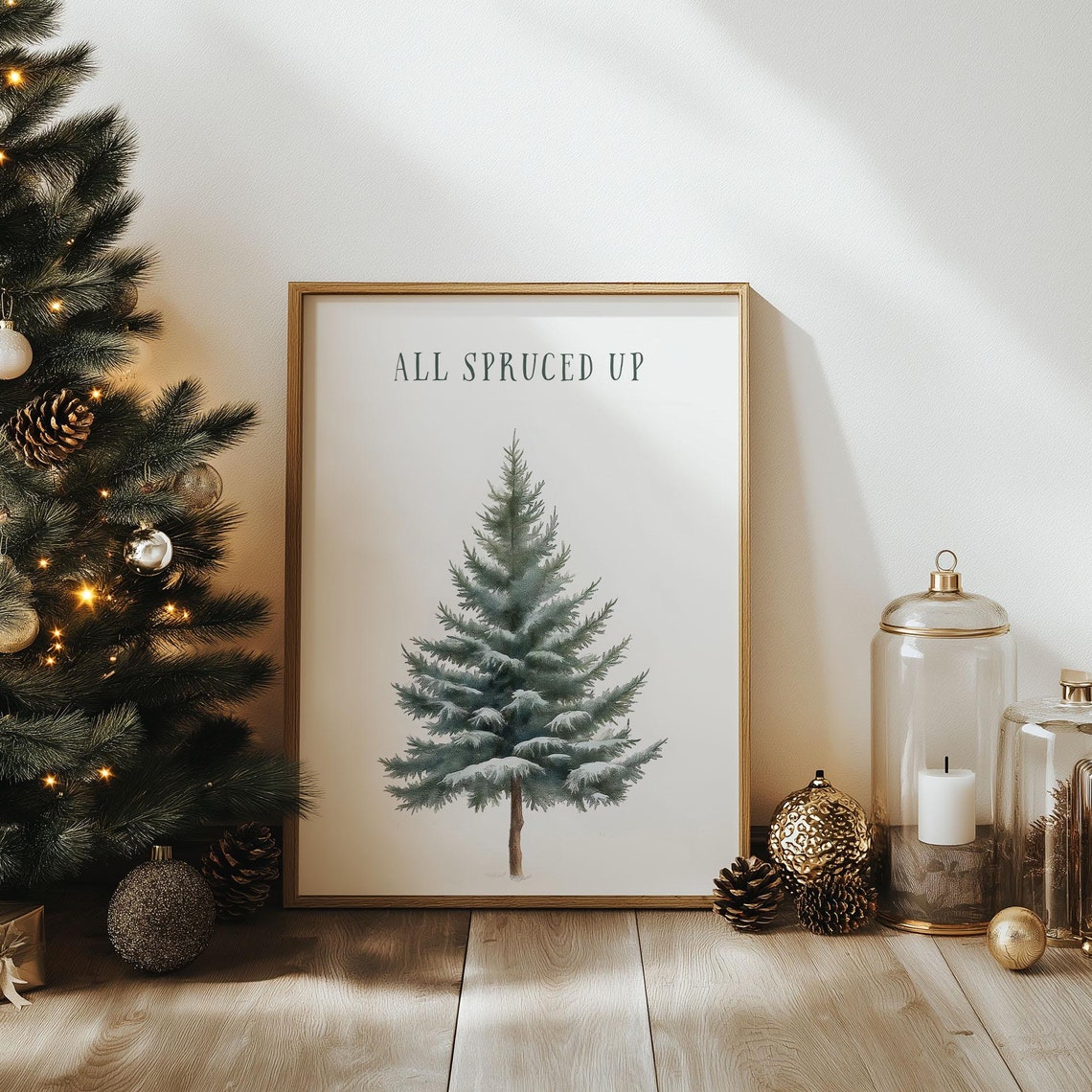All Spruced Up Watercolor Spruce Tree Poster Rustic Christmas Art
