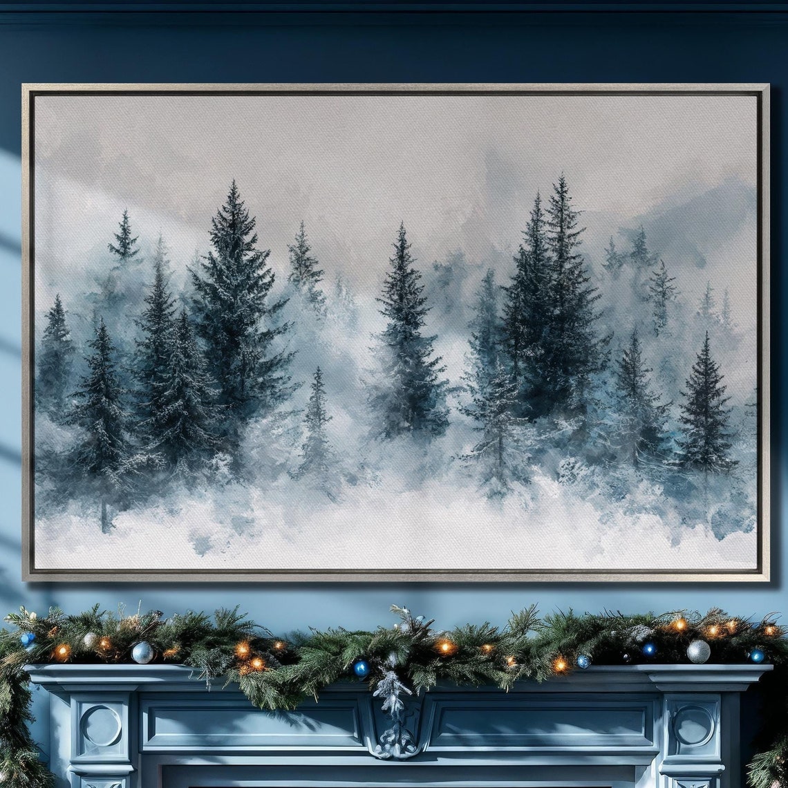 Misty Winter Forest With Snowy Evergreens Tranquil Nature Poster