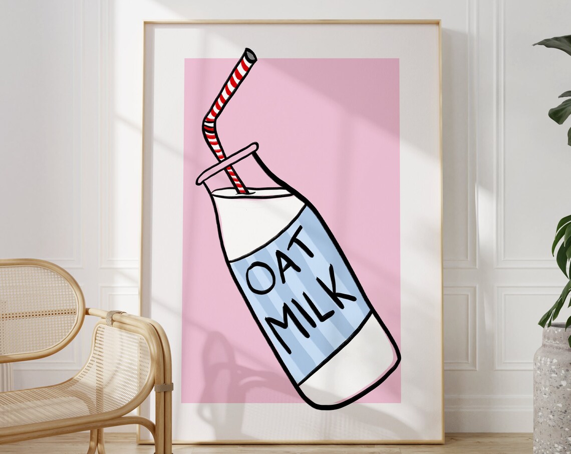Oat Milk Poster, Danish Pastel Scandi Style Print