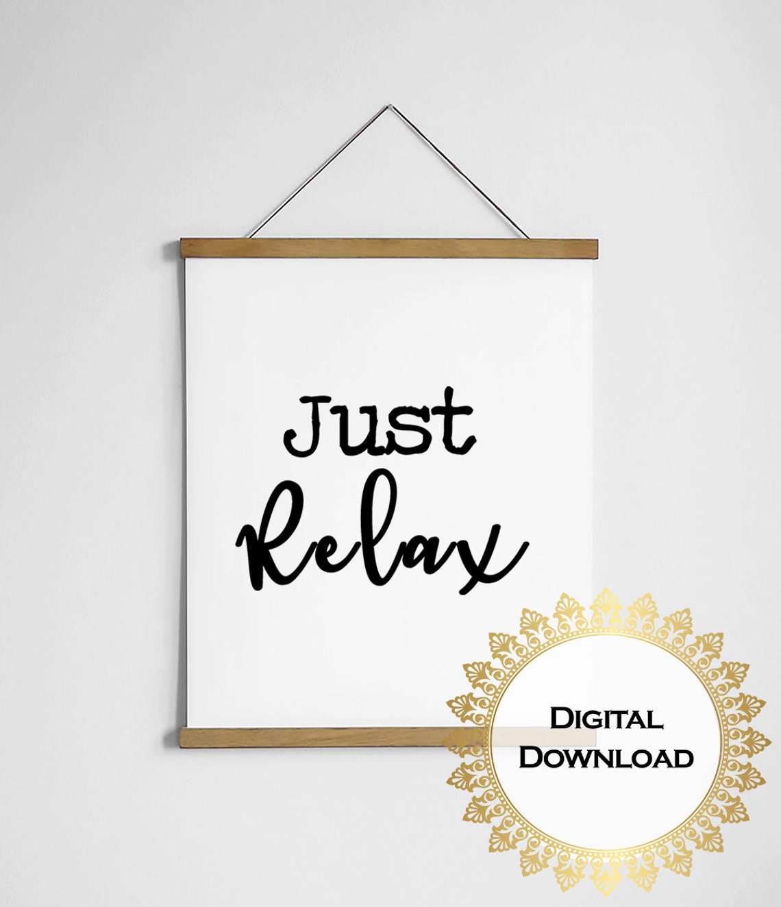 Just Relax Minimalist Script Calm Quote Bathroom Decor Poster - Image 3