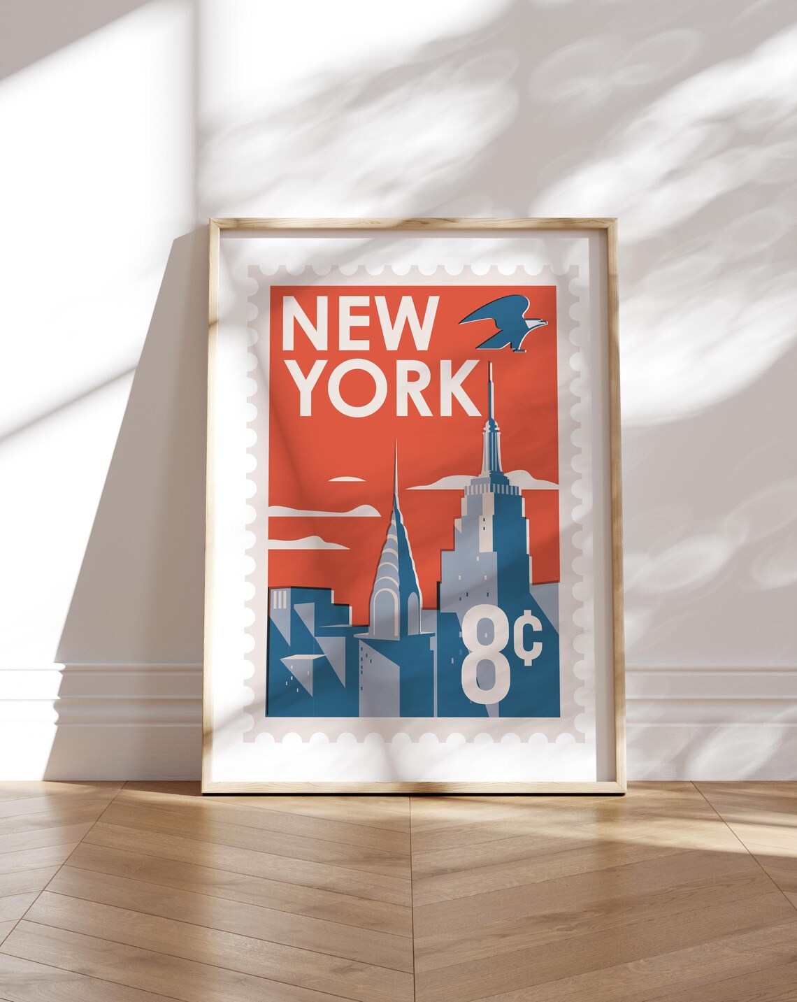 New York Skyline Poster, Mid-Century Style Travel