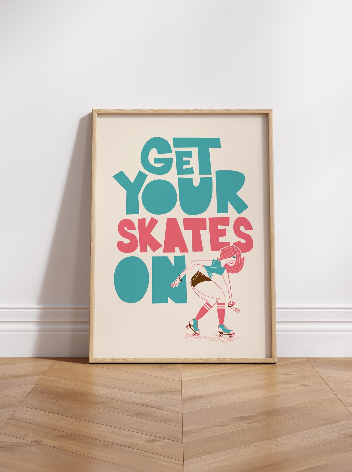 Rollerskates Retro Style Girls Room Art Print