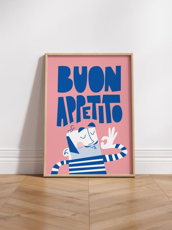 Buon Appetito Art Print, Italian Kitchen Decor