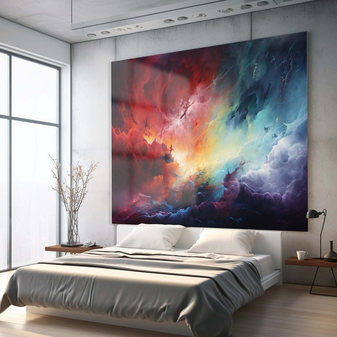 Dramatic Colorful Storm Clouds Abstract Nebula Sky Modern Art Poster - Image 3