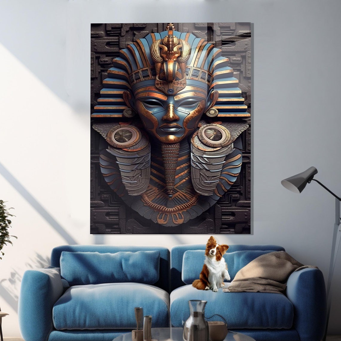 Egyptian Pharaoh Golden Death Mask 3D Relief Ancient Gallery Poster